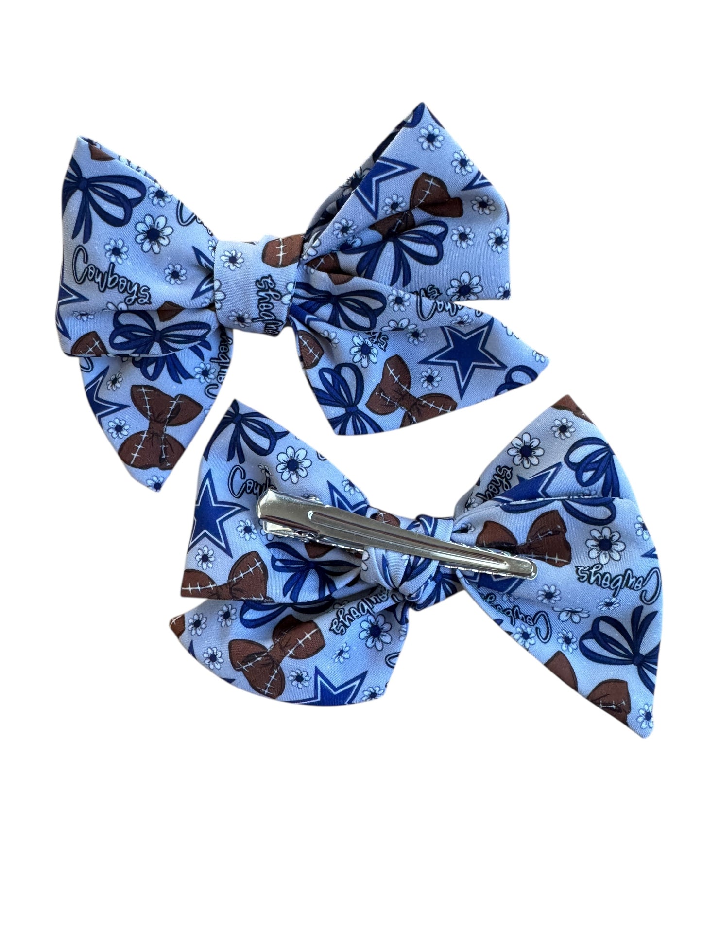 Cowboys Hair Bows – Football Bow Hair Bows for Game Day