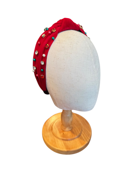 Pearl & Rhinestone Christmas Holiday Headband - Festive Holiday Hair Accessories for Girls & Women