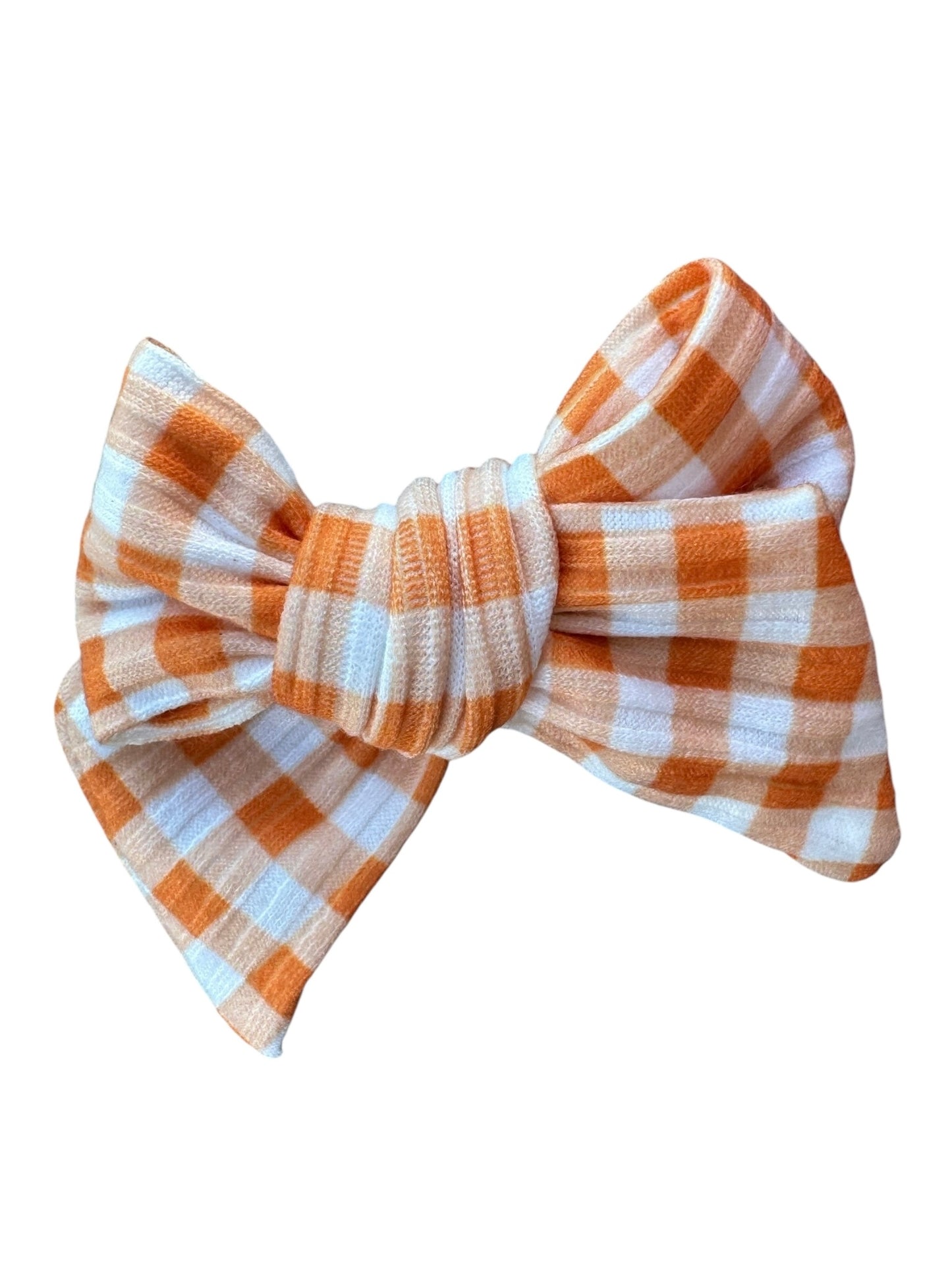 Orange Gingham Hair Bow | Halloween Bows for Kids & Toddlers