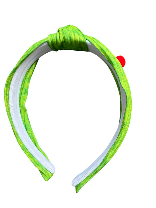 Mr. Mean Knotted Headband - Grinch Christmas Green with Red Heart