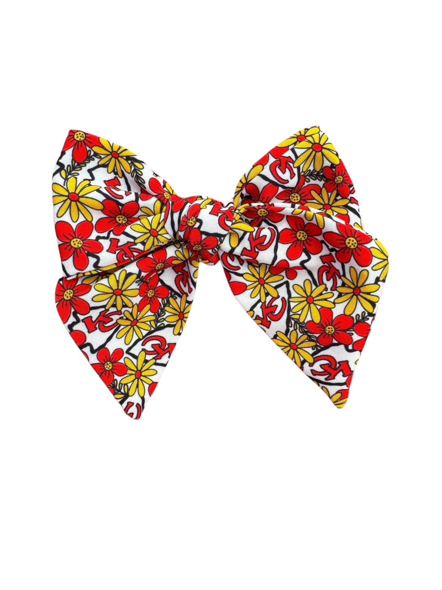 KC Chiefs Hair Bows – Floral Hair Bows for Game Day