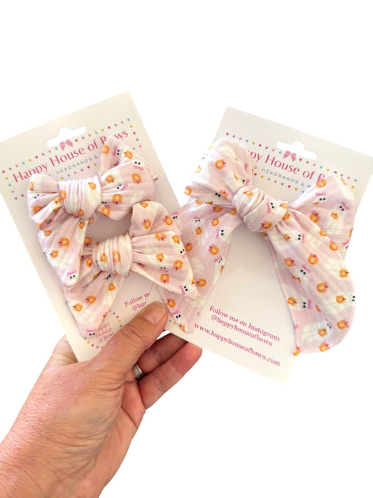 Pink Ghost with Hair Bow | Halloween Bows for Kids & Toddlers