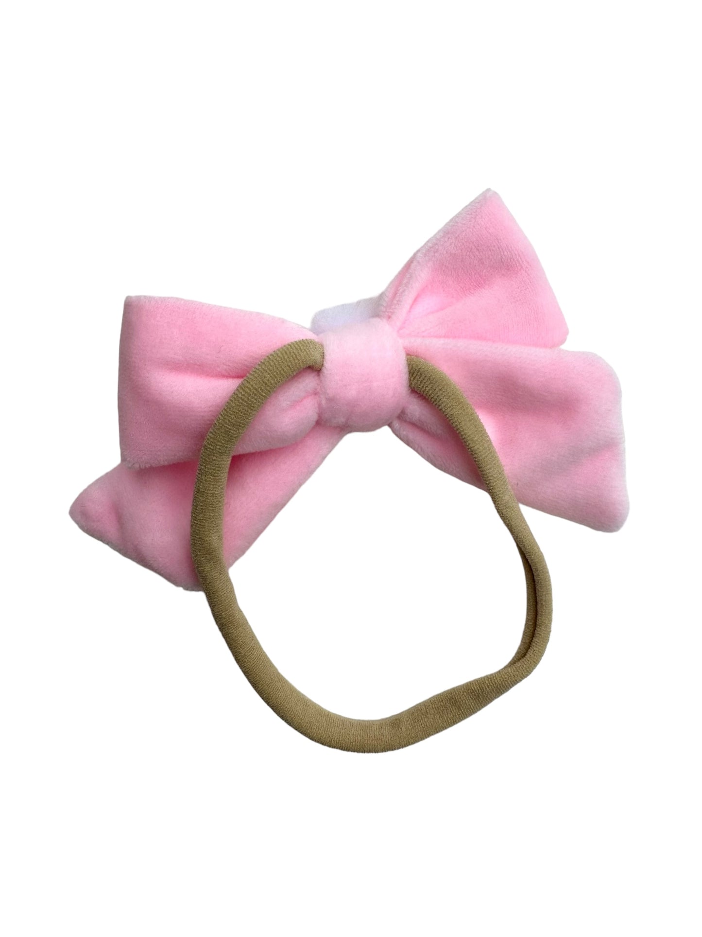Bunny Tail Velvet Hair Bow - Pink Sequin Easter Bow Clip or Headband