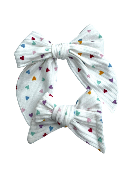 *Rainbow Hearts Hair Bow