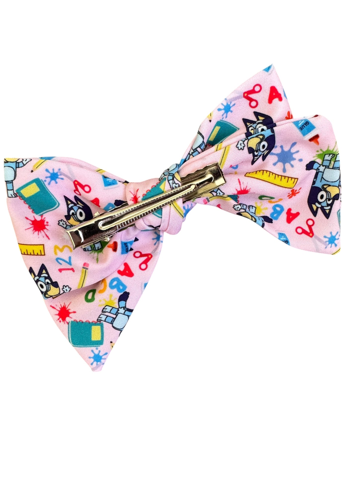 Blue Dog School Hair Bow for Girls