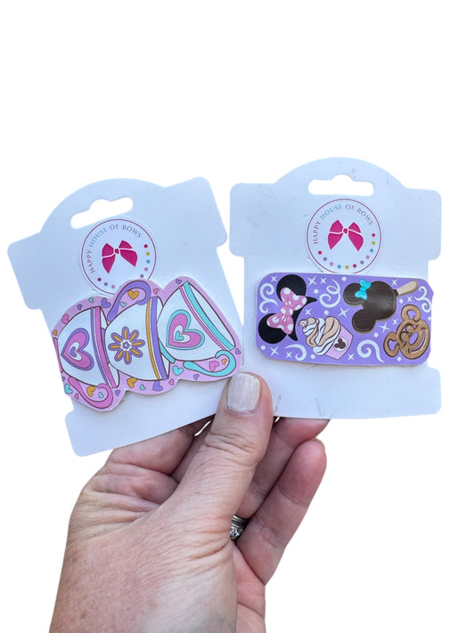 Mouse Snacks or Teacups Snap Clips for Girls