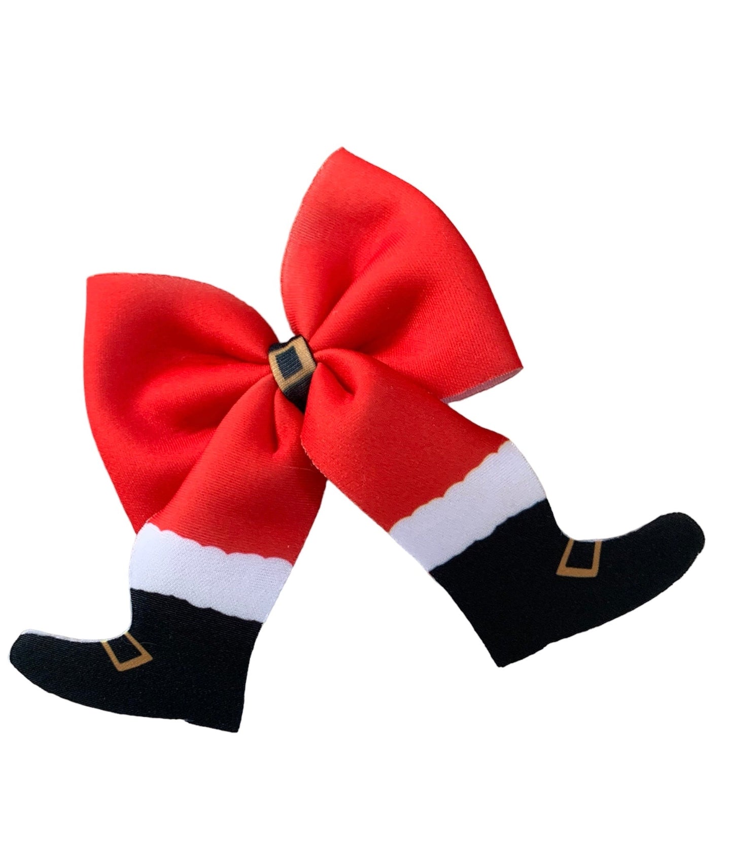 Santa Neoprene Hair Bow - 5 Inch Christmas Bubble Bow | Holiday Hair Accessories