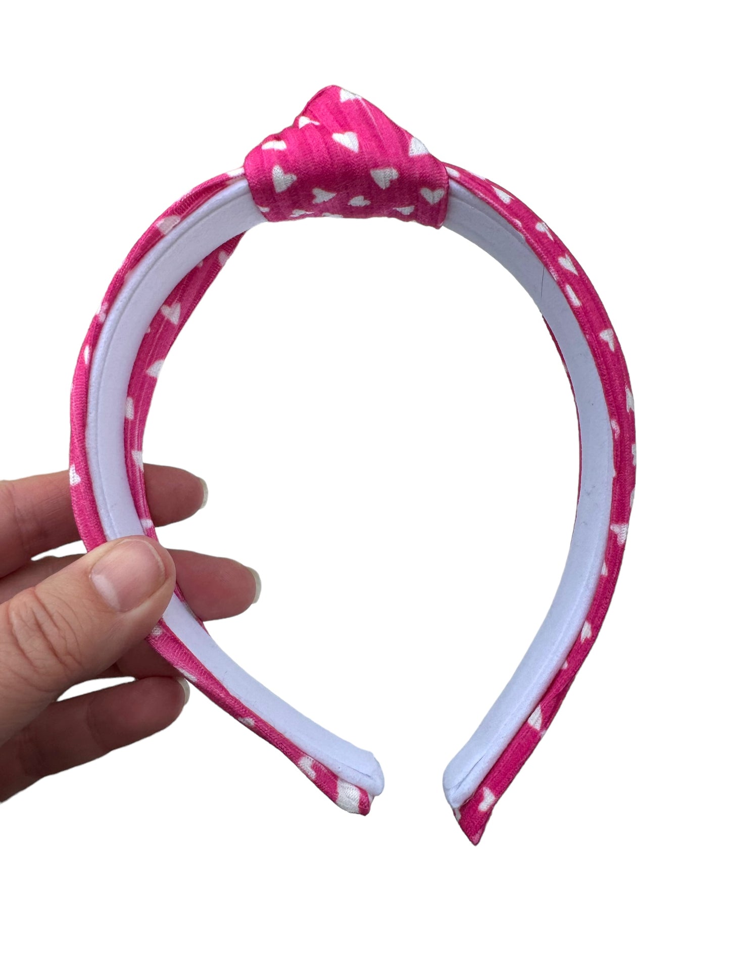 Pink Tiny Heart Headband - Valentine's Day Knotted Headband for Girls