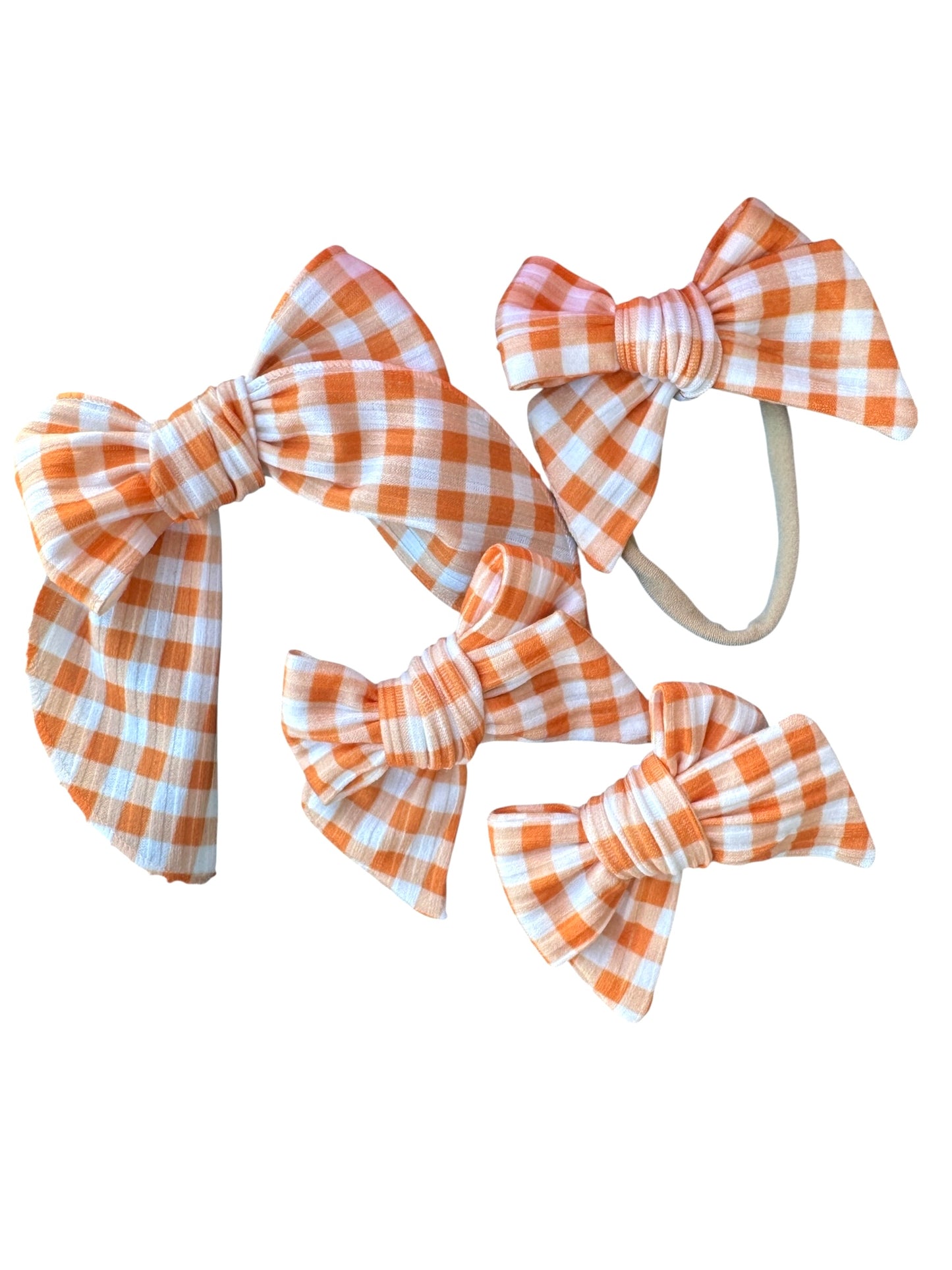 Orange Gingham Hair Bow | Halloween Bows for Kids & Toddlers