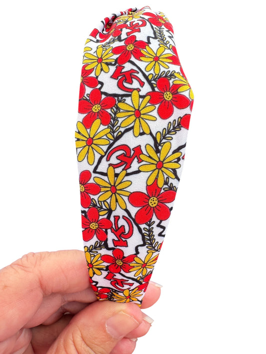 KC Chiefs Knotted Headband – Floral Headband for Game Day
