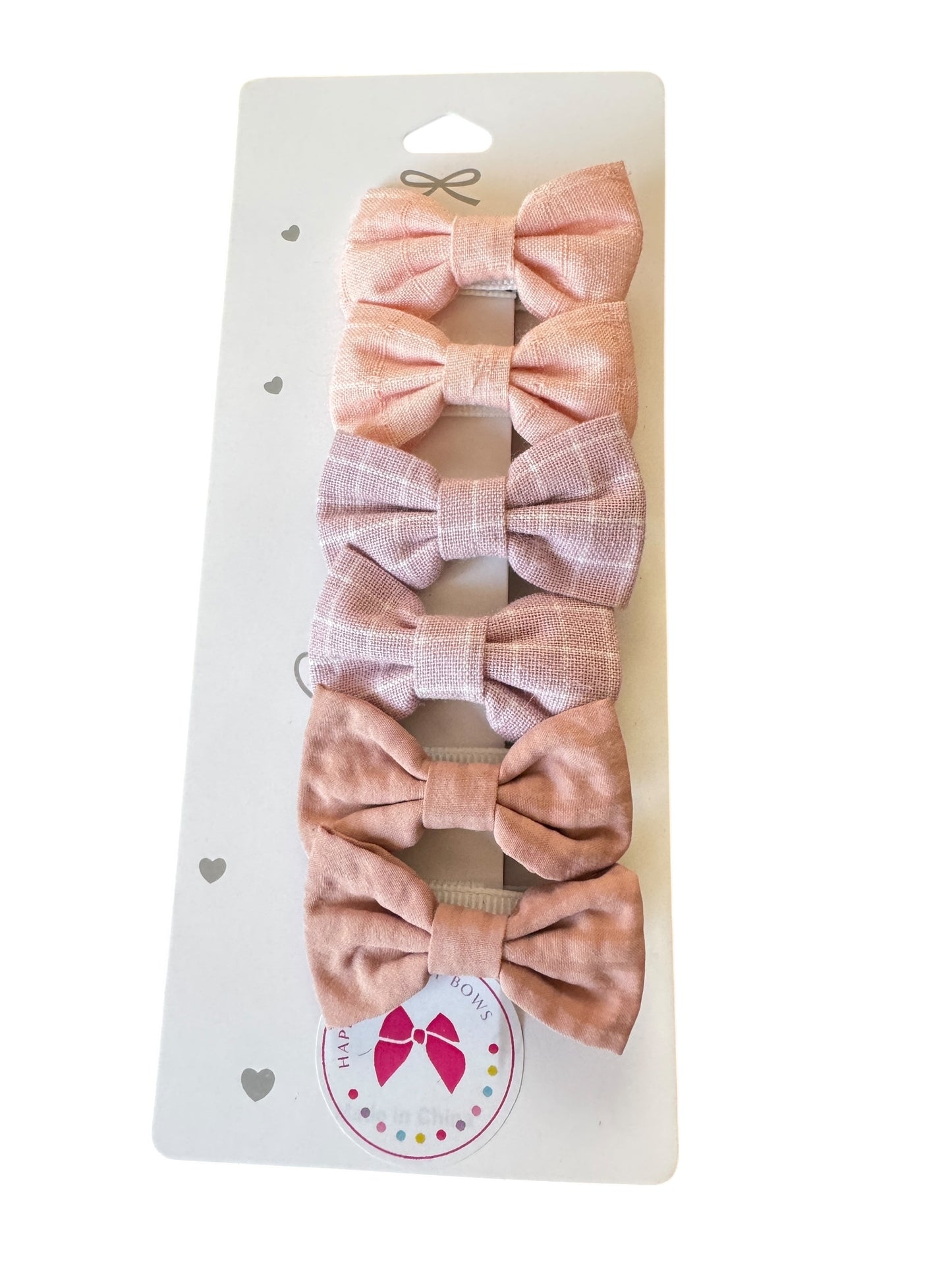 Mini Pink Linen Baby Hair Clips – Neutral Everyday Baby Bows for Infants & Toddlers
