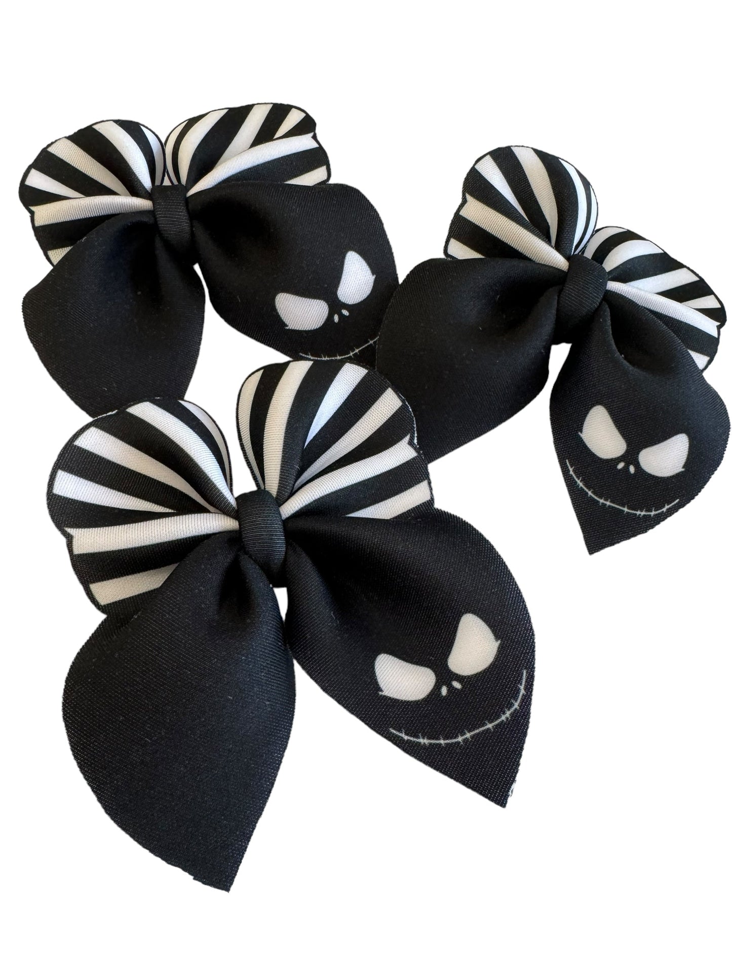 skeleton jack bows with black and white stripes