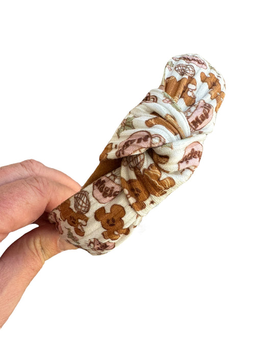 Gingerbread Mouse Knotted Headband - Christmas Holiday Headband