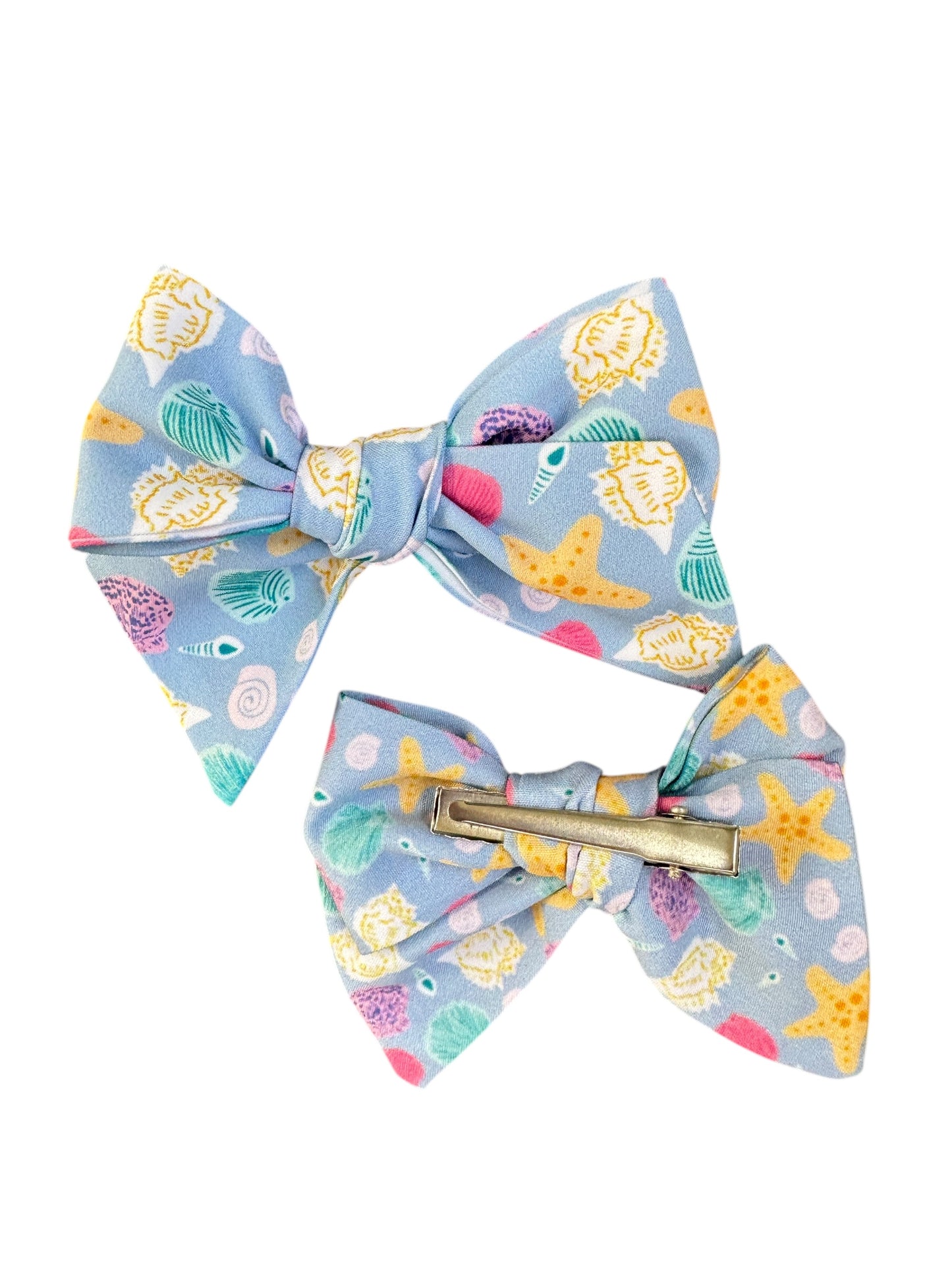 *Blue Seashells Hair Bows
