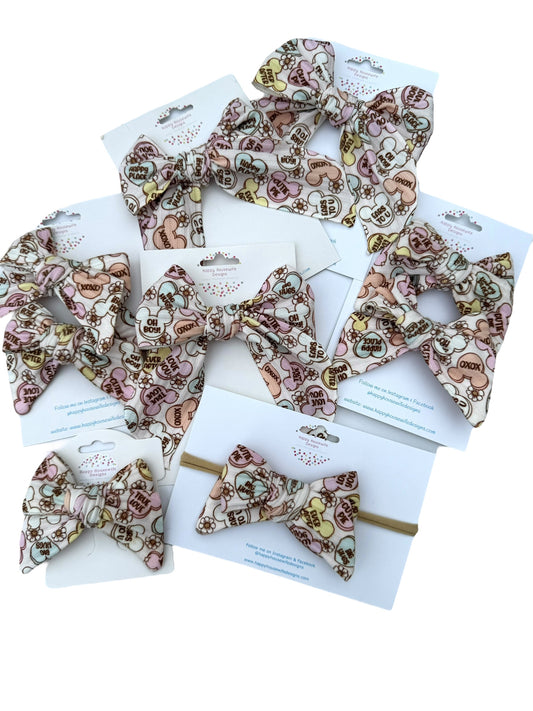 *Mouse Conversation Hearts Hair Bow