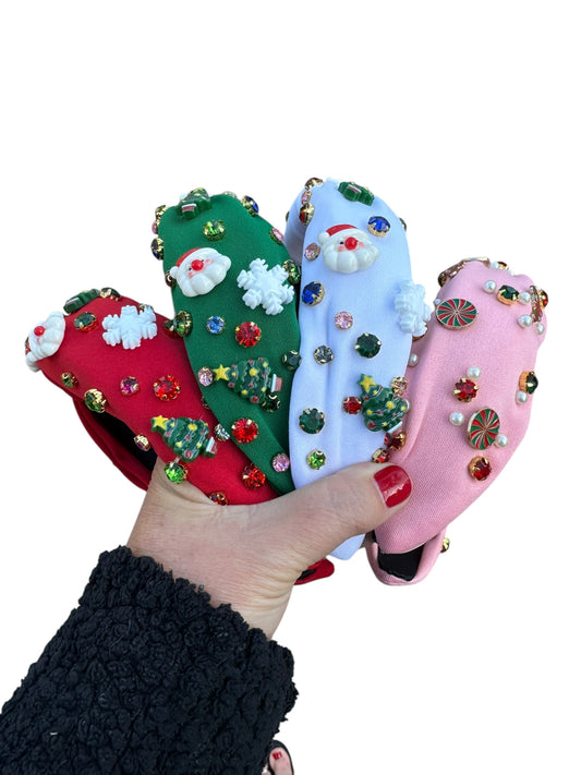 Rhinestone Christmas Holiday Headband - Festive Holiday Hair Accessories for Girls & Women
