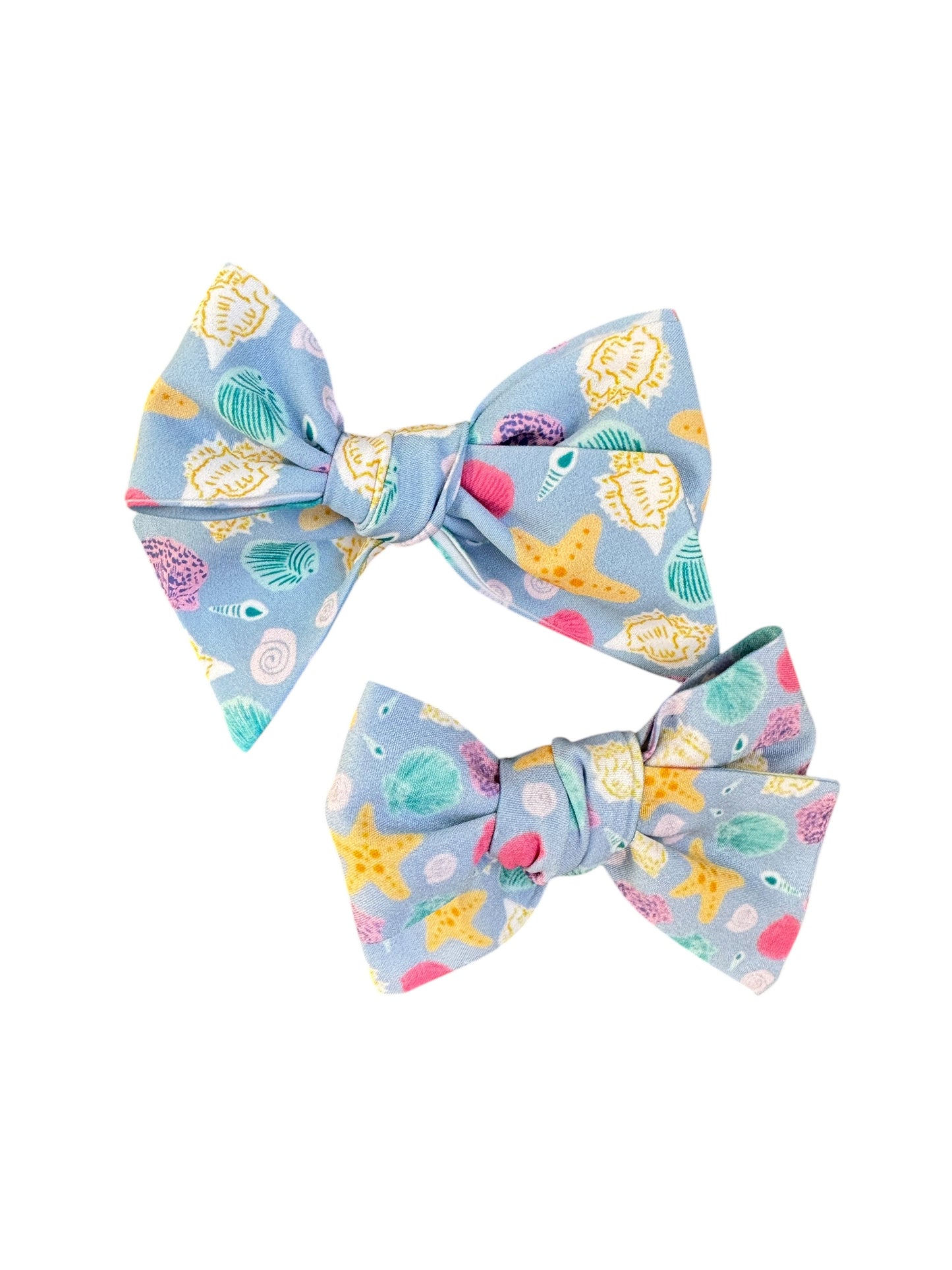 *Blue Seashells Hair Bows