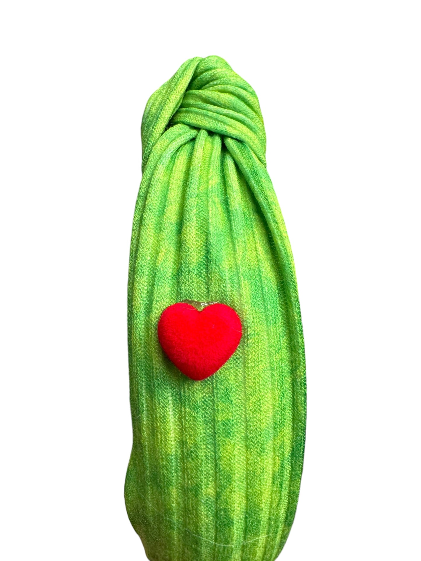 Mr. Mean Knotted Headband - Grinch Christmas Green with Red Heart