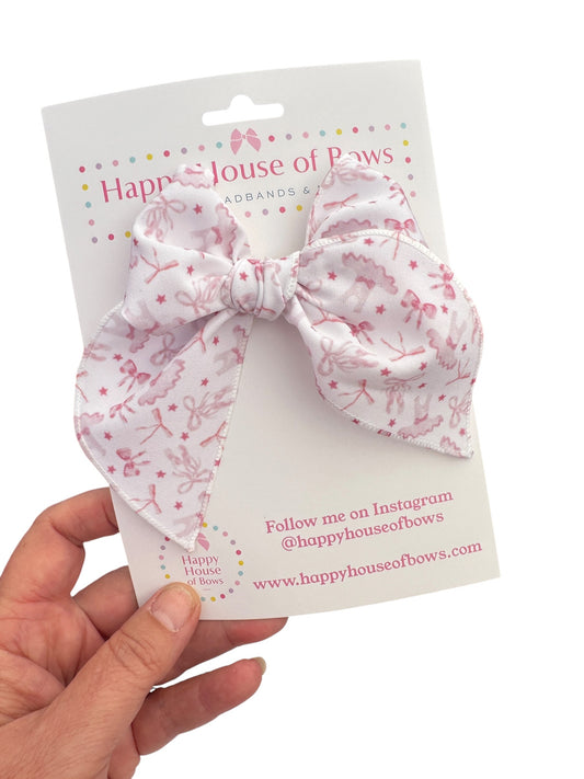 Bows & Ballerinas Hair Bows for Girls - Pink Ballet Dance Hair Clips