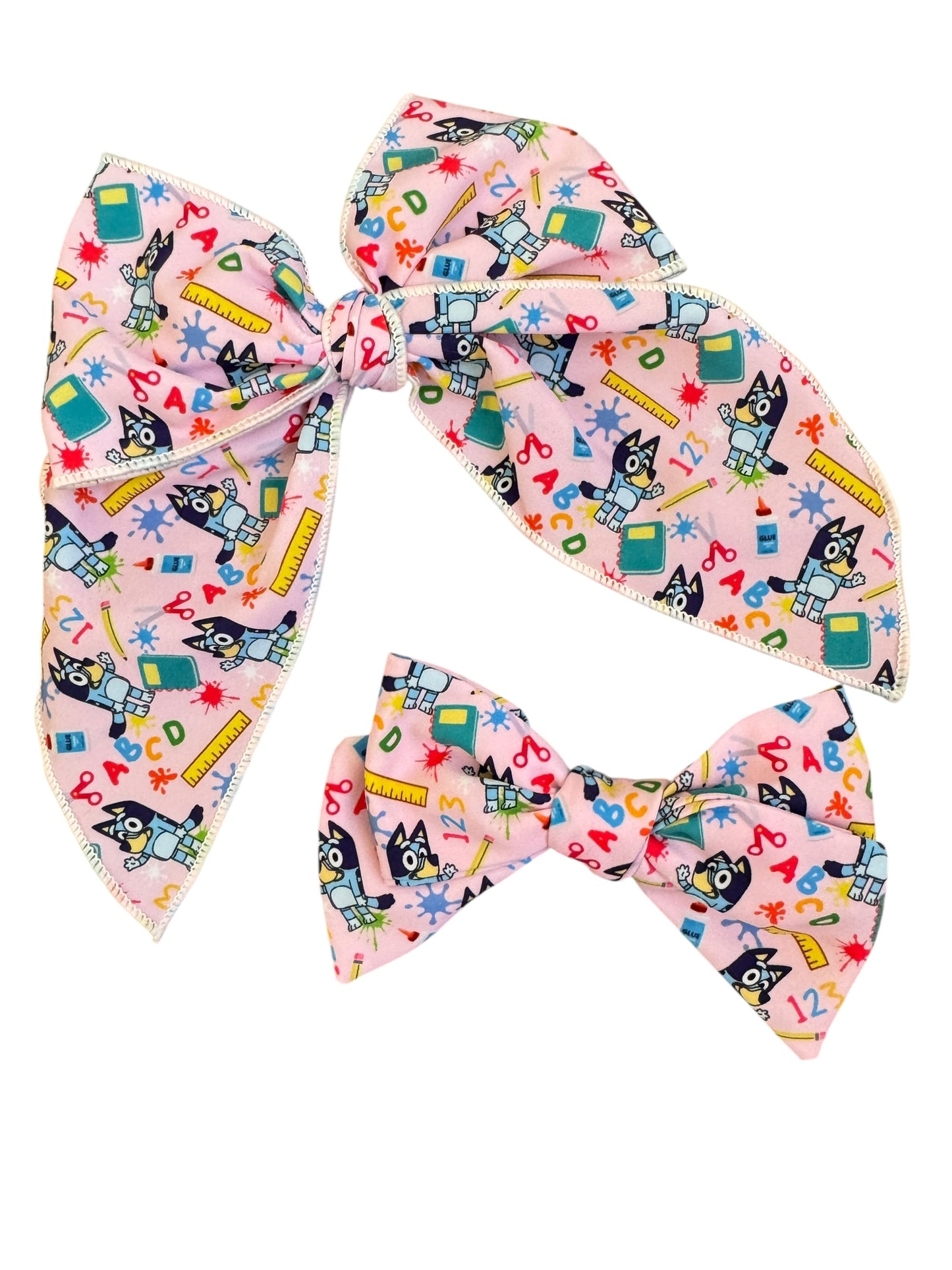 Blue Dog School Hair Bow for Girls