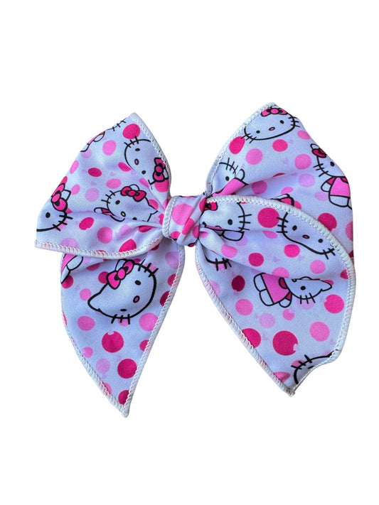 Pink Kitty Polka Dot Hair Bows