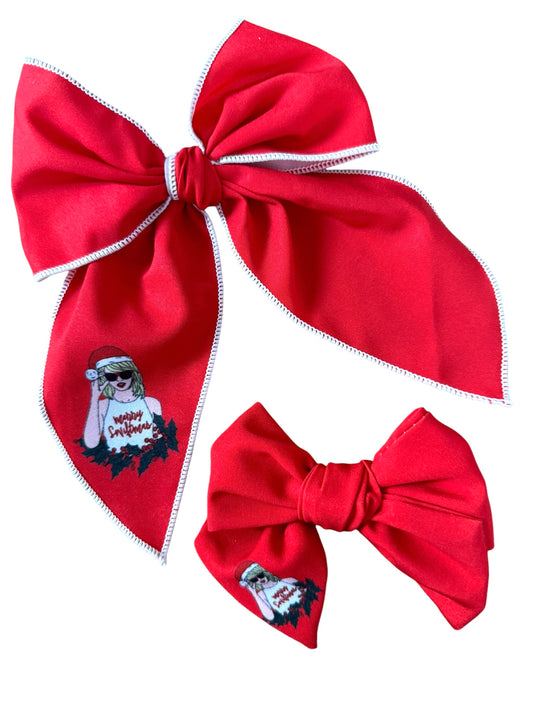 Red Swiftmas Hair Bows - TS Christmas Hair Bows