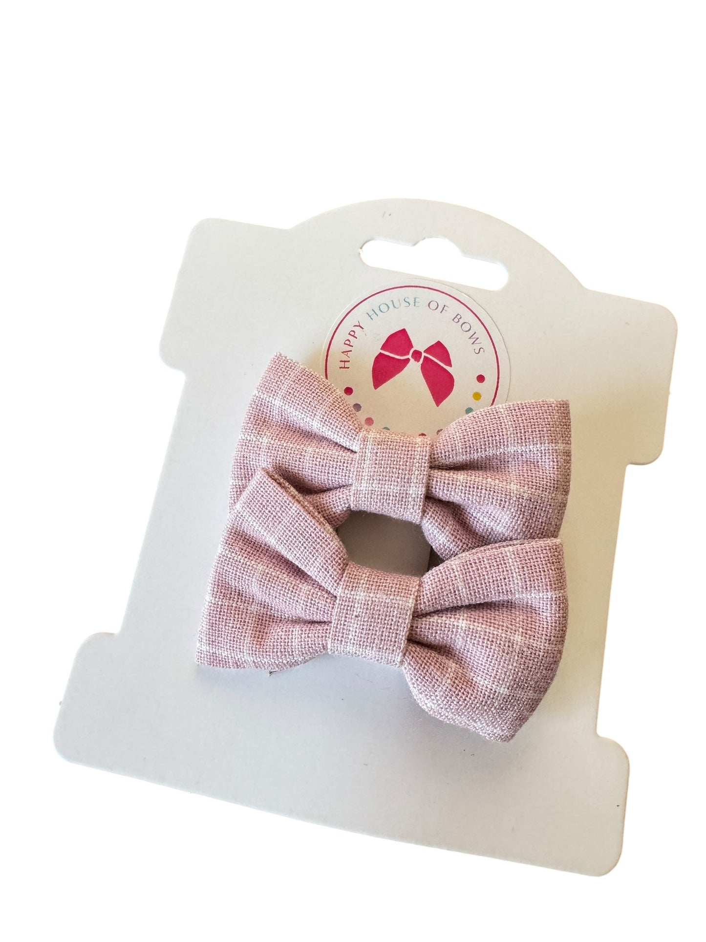 Mini Pink Linen Baby Hair Clips – Neutral Everyday Baby Bows for Infants & Toddlers