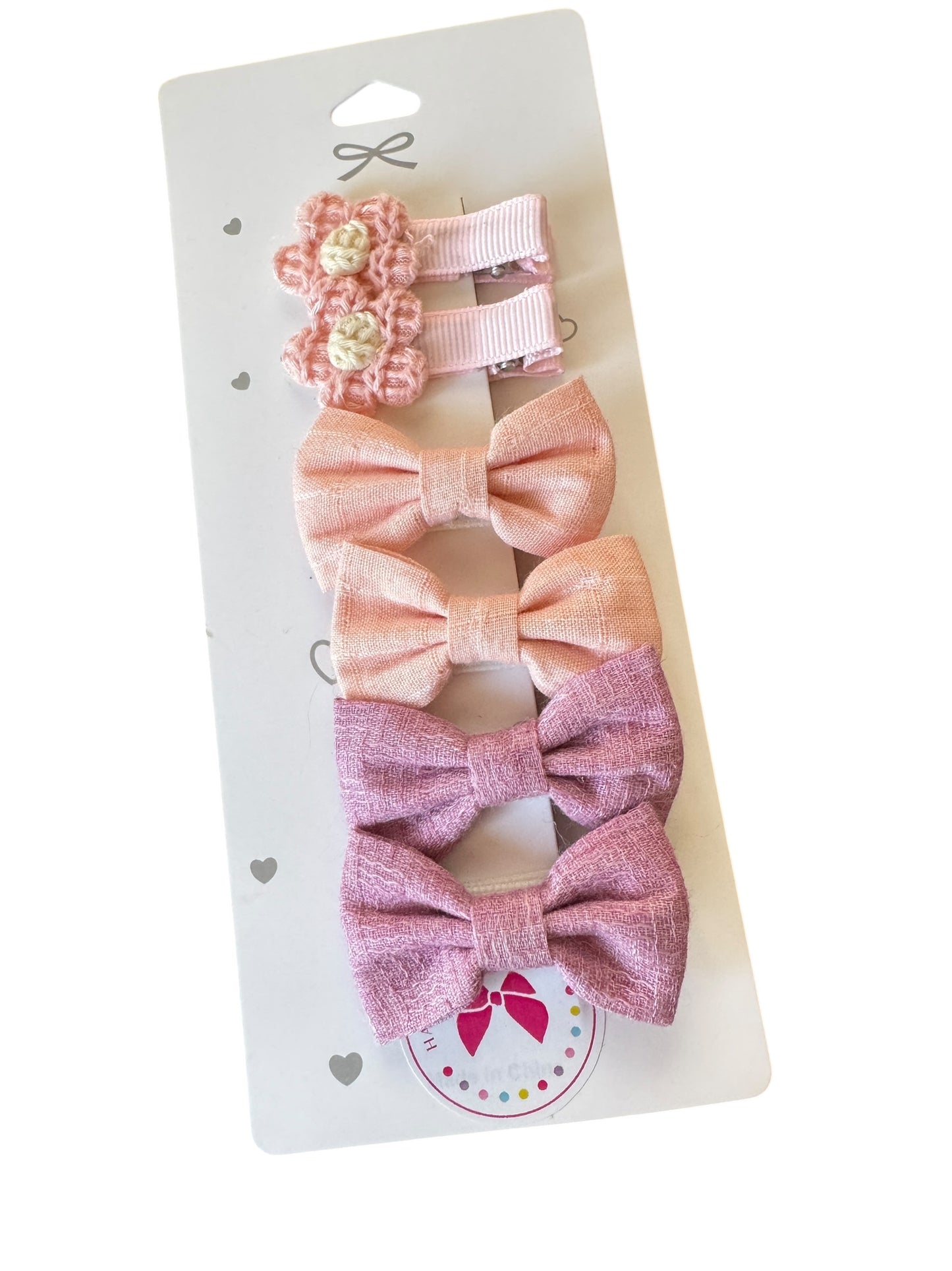Mini Pink Linen Baby Hair Clips – Neutral Everyday Baby Bows for Infants & Toddlers