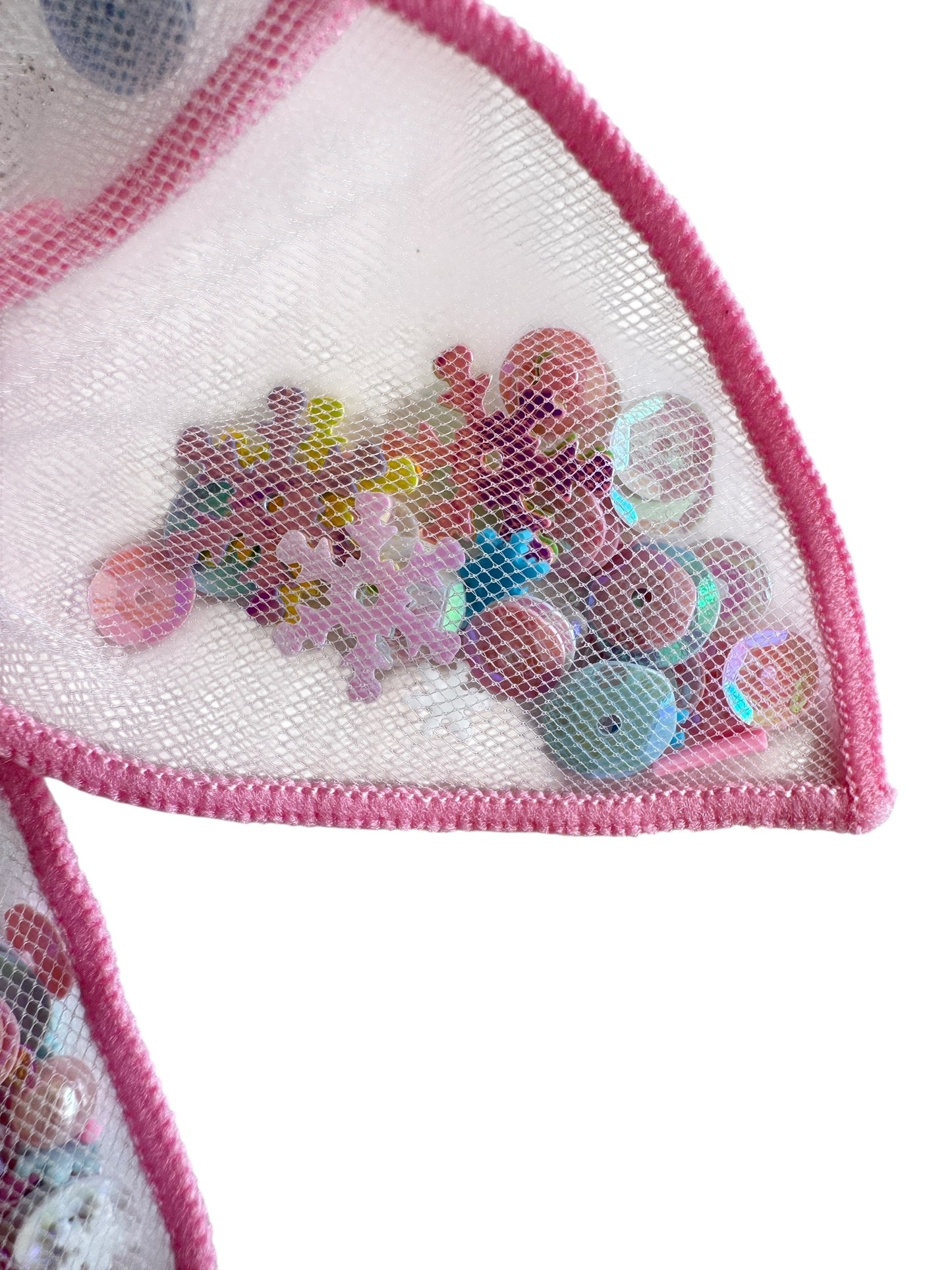 Pink Snowflake Shaker Hair Bows - Christmas Glitter Confetti Bows for Girls