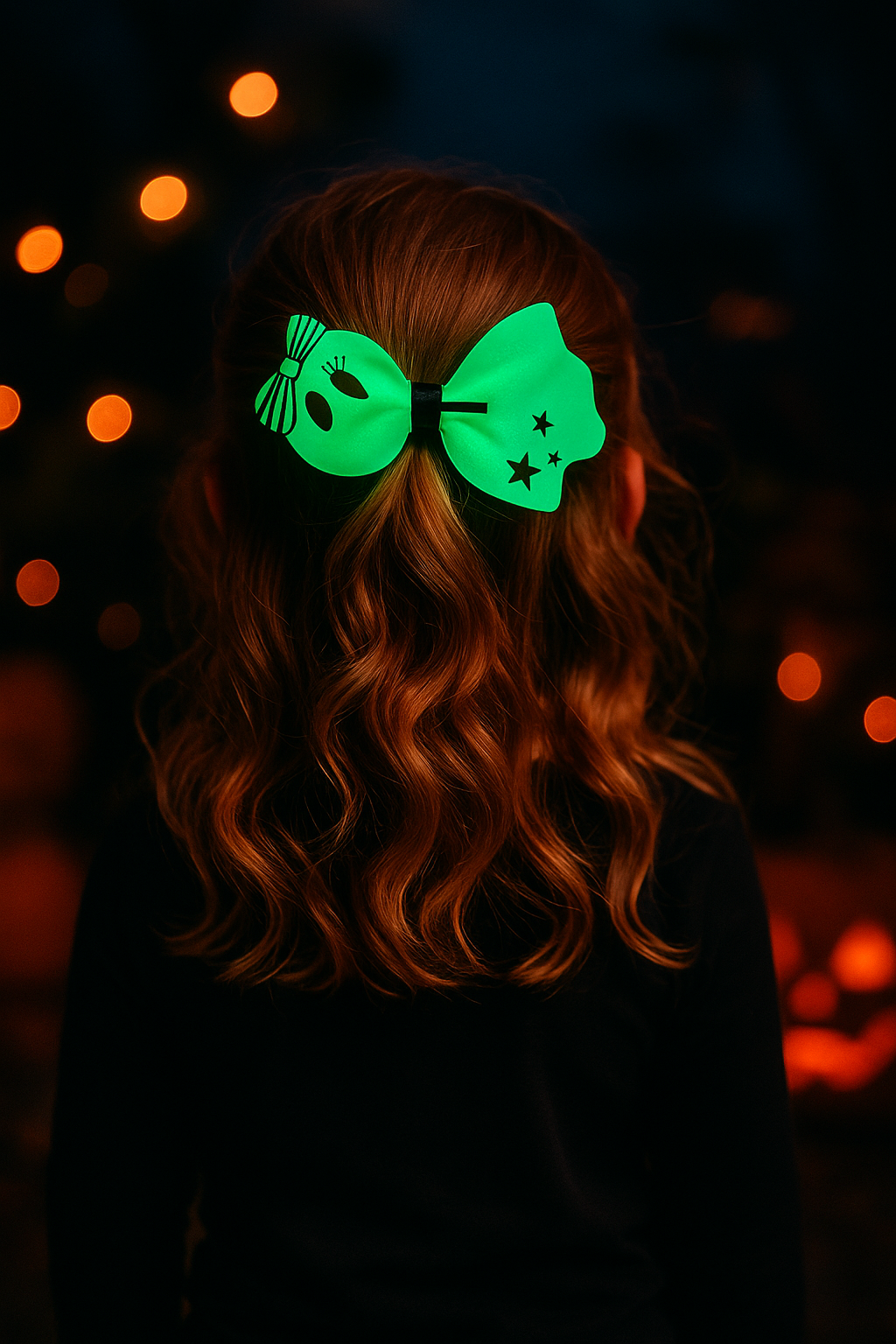 Cute Ghost Glow in the Dark Faux Leather Hair Bows for Girls
