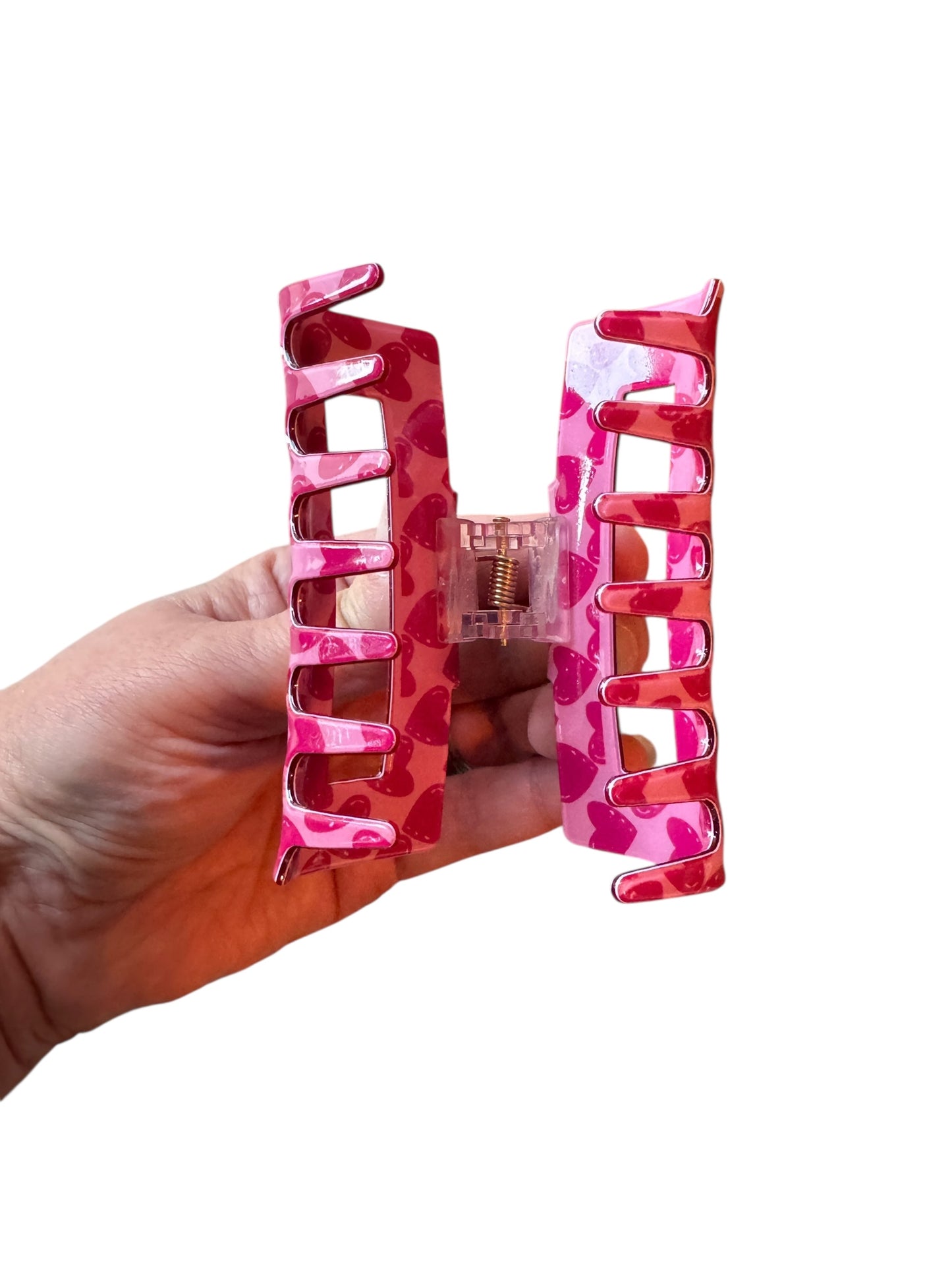 Pink and Red Heart Claw Clip for Girls and Women