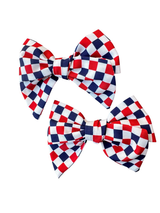 *Red & Blue Checkered Hair Bows