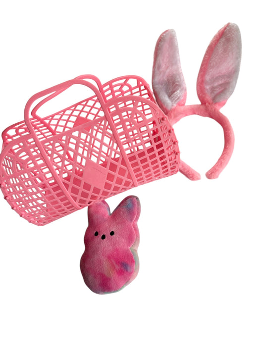 Easter Gift Basket for Girls - Hair Accessory Set with Headbands and Stuffed Peep
