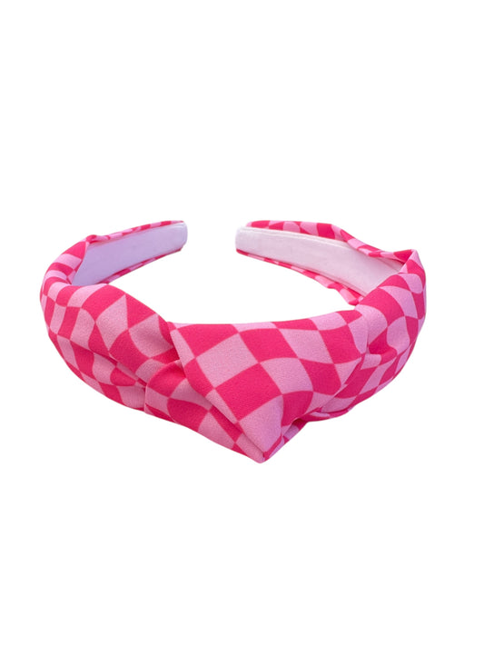 Hot Pink Checkered Headbands| Knotted Headband for Kids & Adults