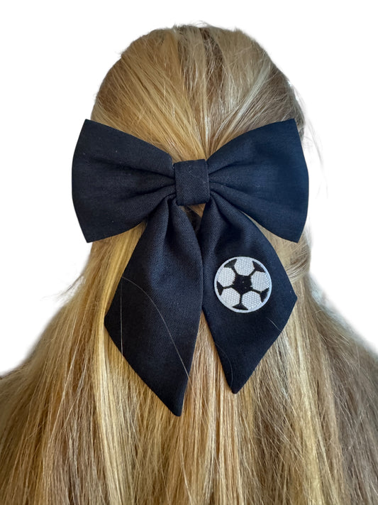 Soccer Sailor Hair Bows for Girls