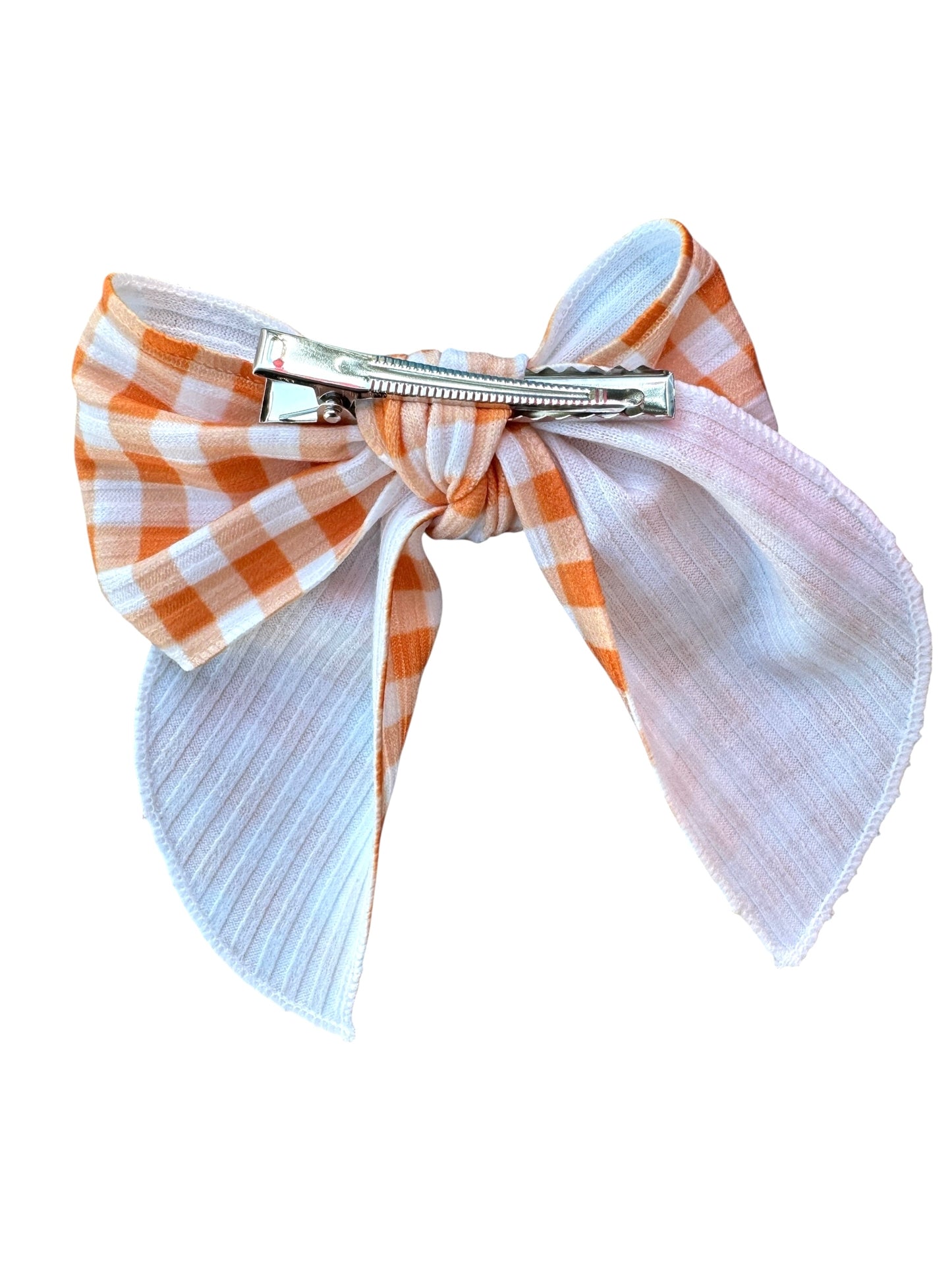 Orange Gingham Hair Bow | Halloween Bows for Kids & Toddlers