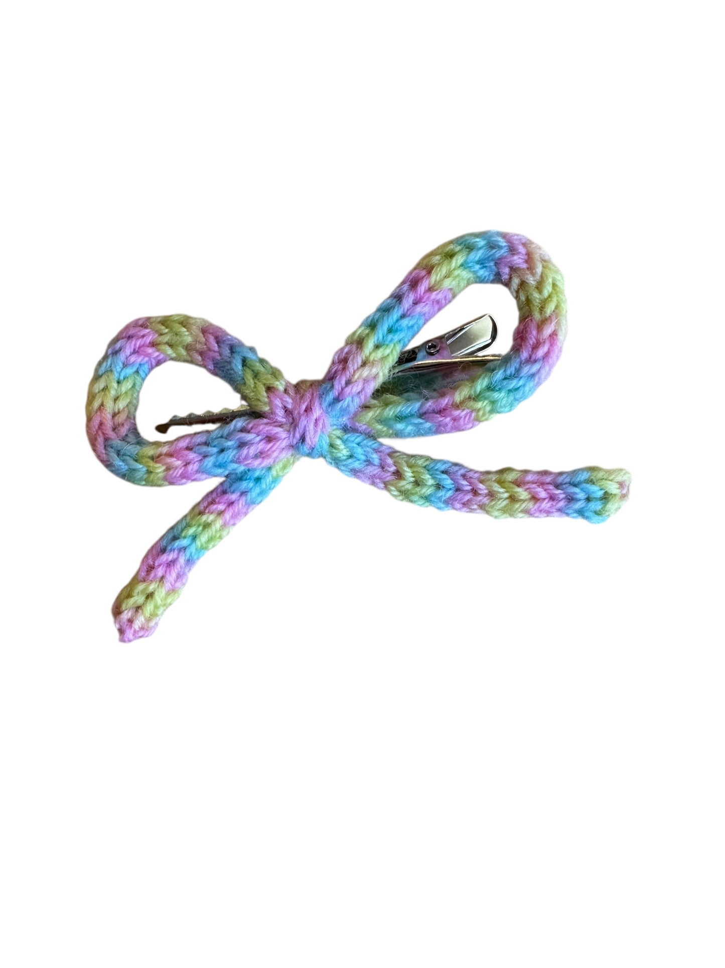 Knit Long Tail Hair Bows for Girls - Pastel Pink Coquette Bows in 2 Sizes