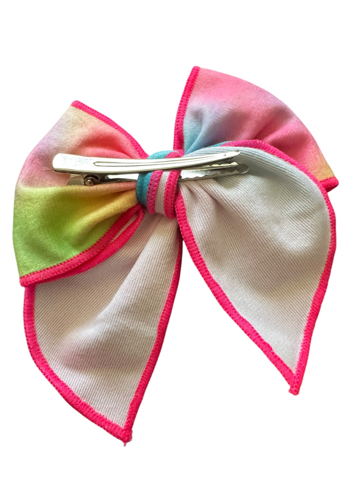 Tie Dye Hair Bows for Girls - Pink Velvet Bows