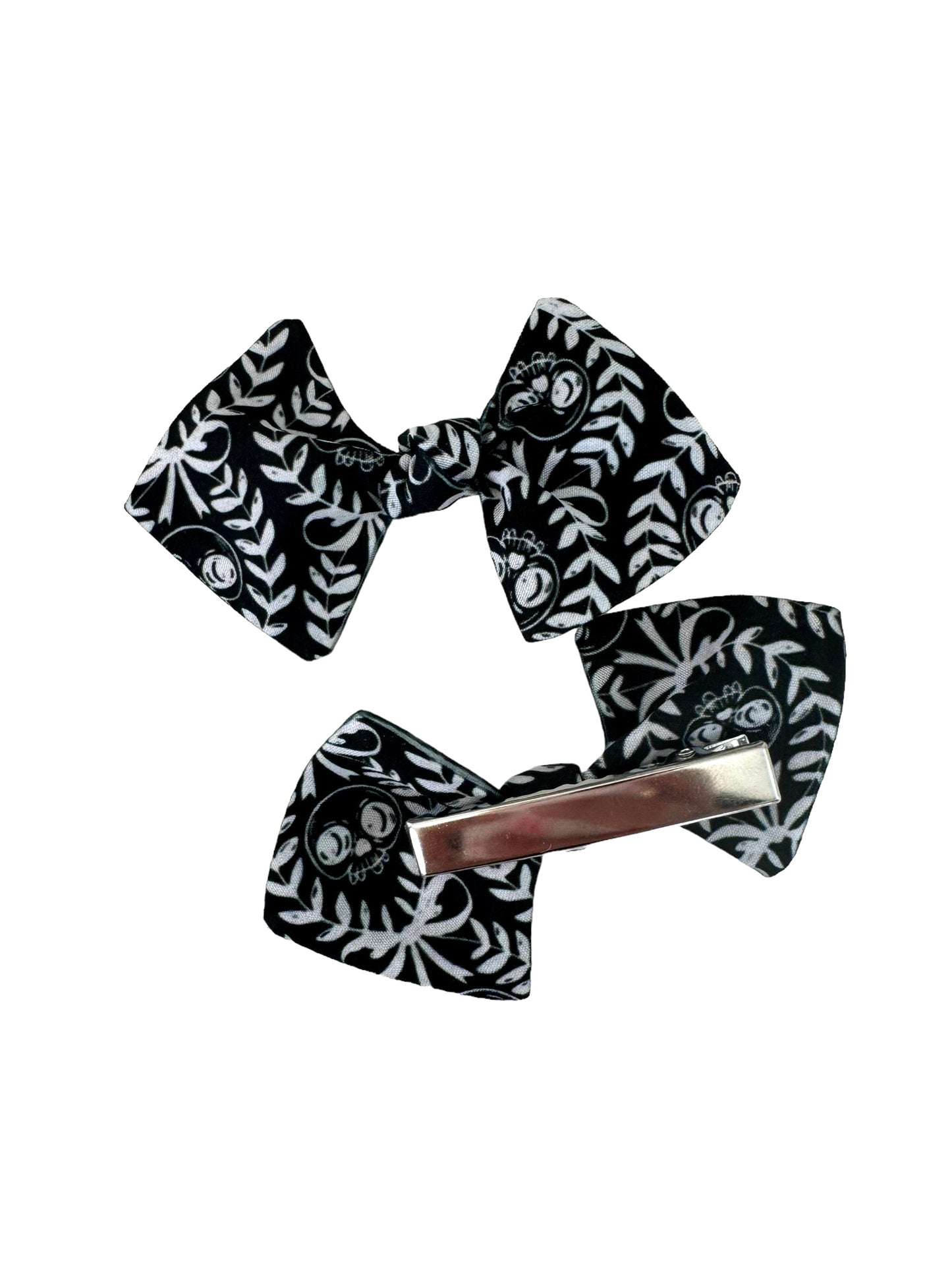skeleton print hair bows for pigtails with alligator clip