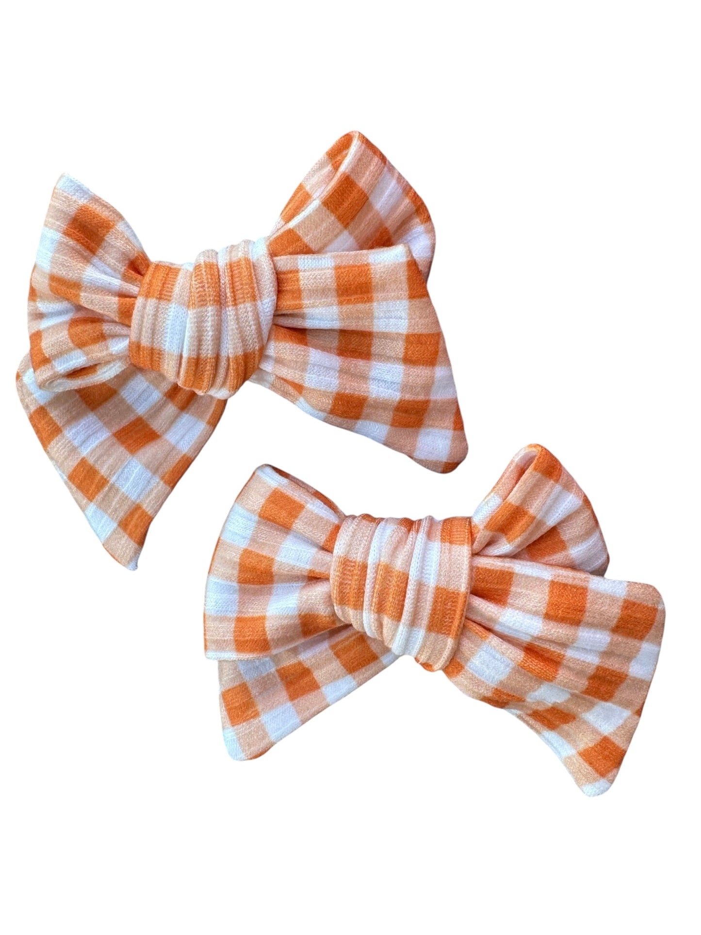 Orange Gingham Hair Bow | Halloween Bows for Kids & Toddlers