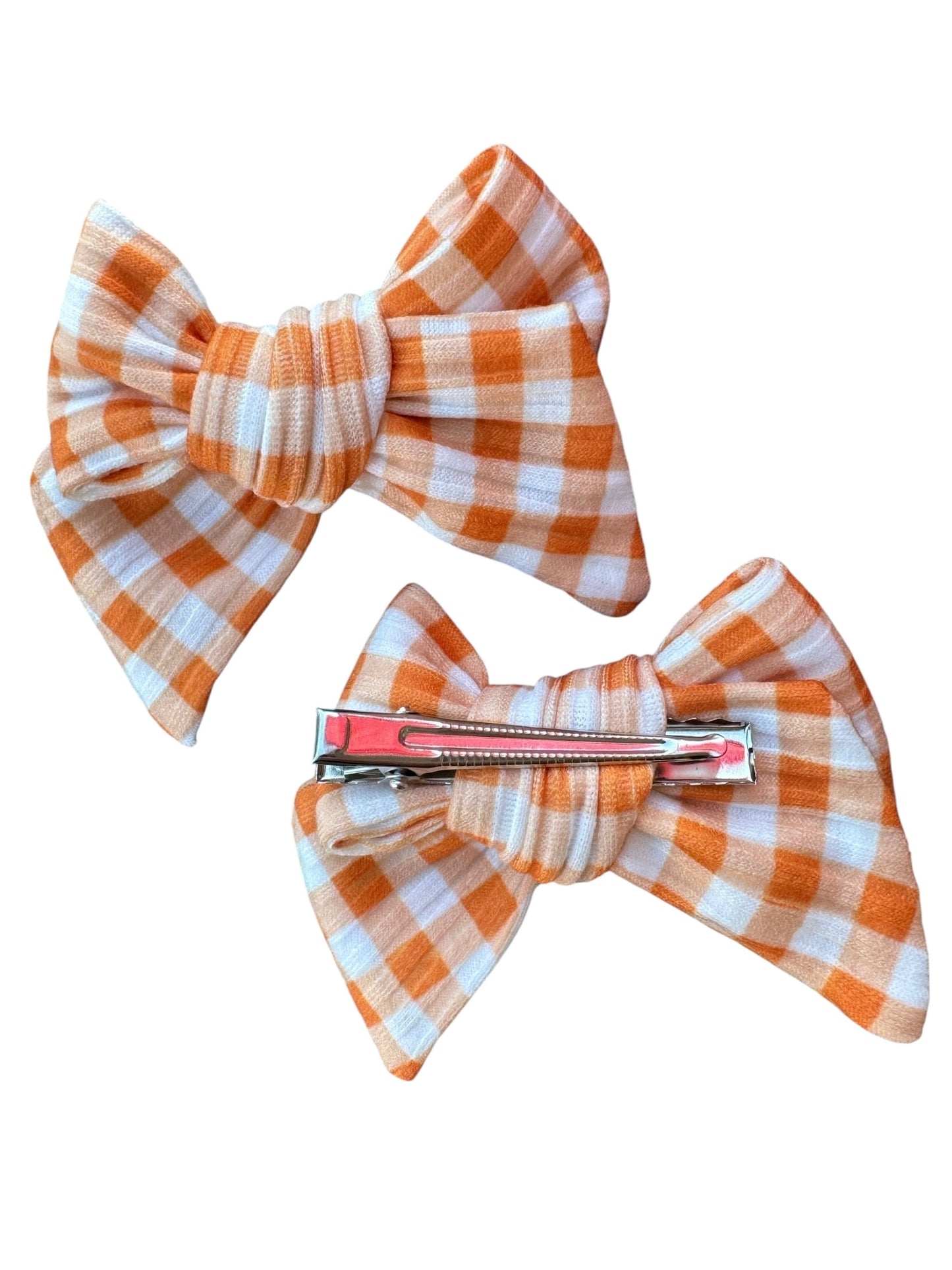 Orange Gingham Hair Bow | Halloween Bows for Kids & Toddlers
