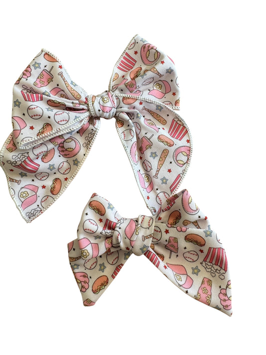 Baseball Hair Bows for Girls - Pink Sports Bow with Alligator Clip for Game Day