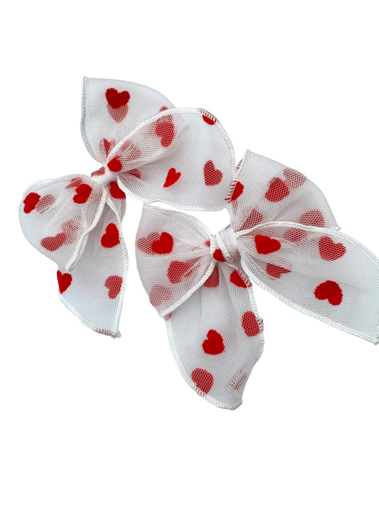 *Tulle Velvet Heart Hair Bows