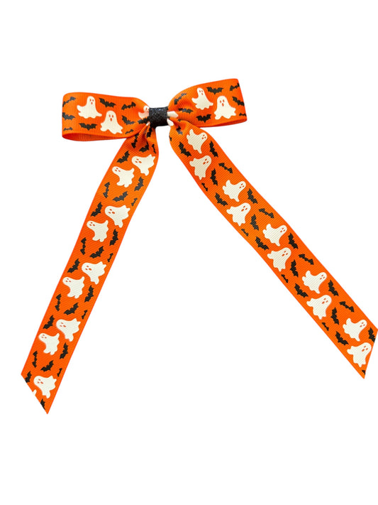 Glow-in-the-Dark Ghost Ribbon Hair Bow – Halloween Hair Accessories for Kids