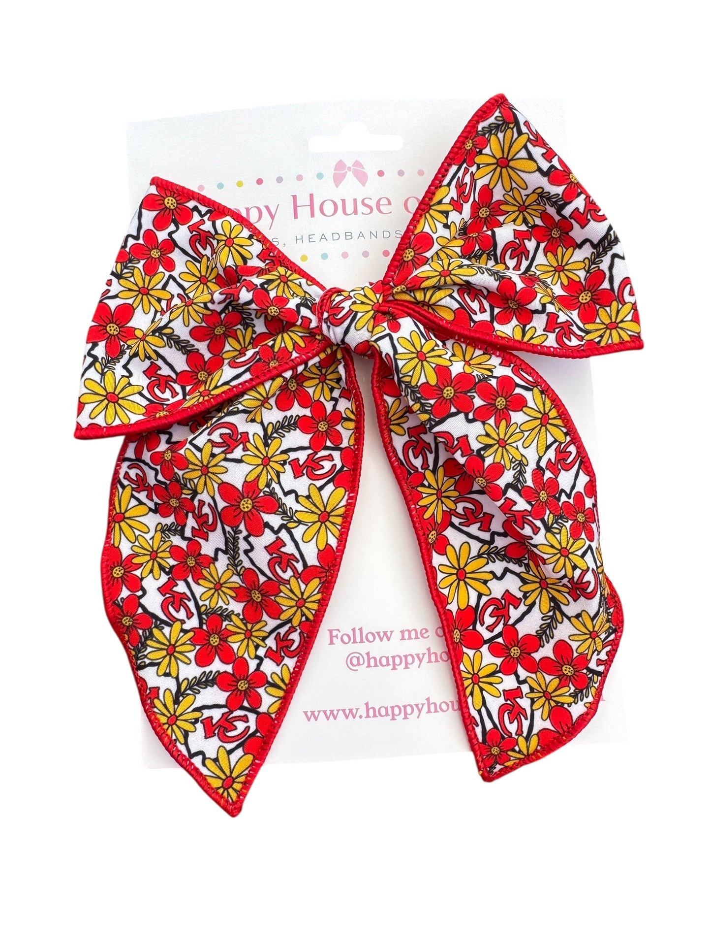 KC Chiefs Hair Bows – Floral Hair Bows for Game Day
