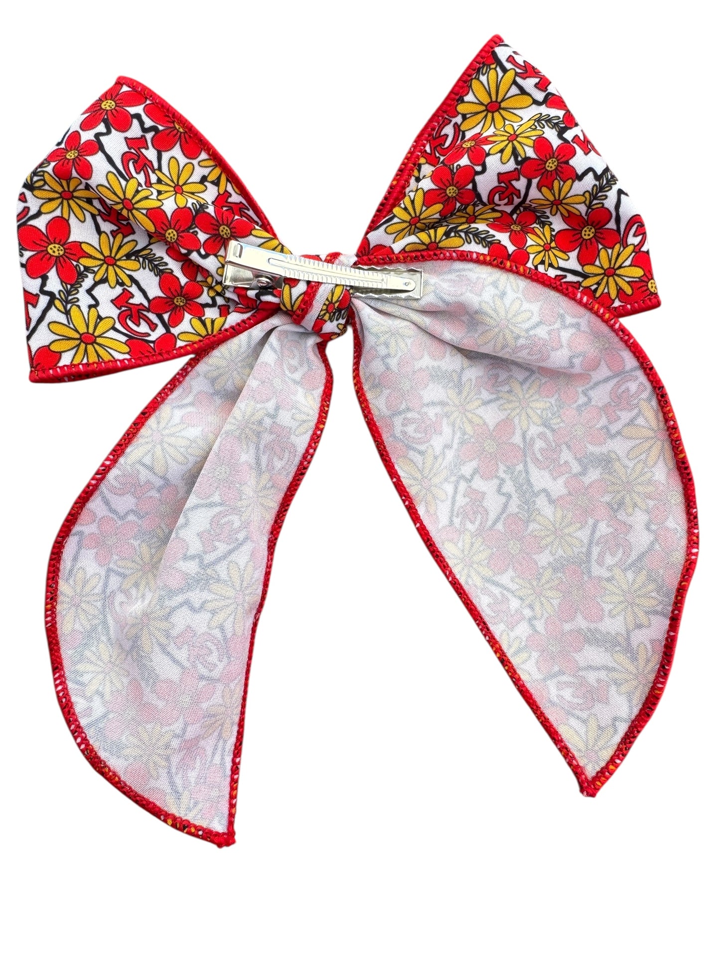 KC Chiefs Hair Bows – Floral Hair Bows for Game Day