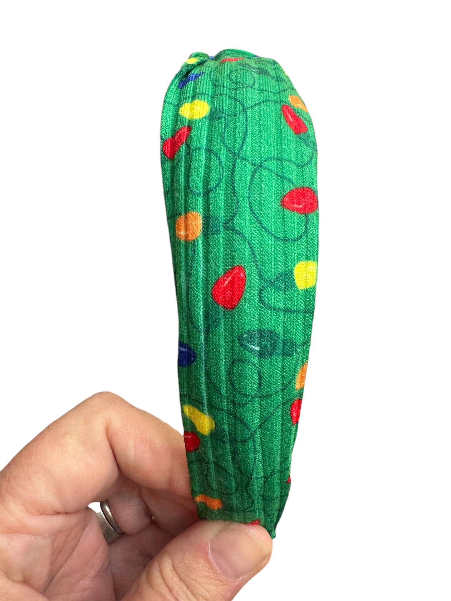 Green Christmas Tree Lights Headband - Festive Holiday Headband for Girls