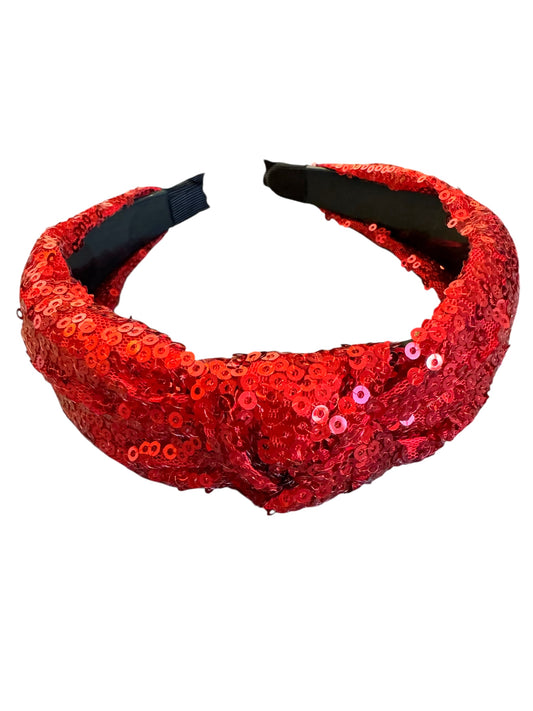 Holiday Sequin Tie Knot Headband - Red & Green Christmas