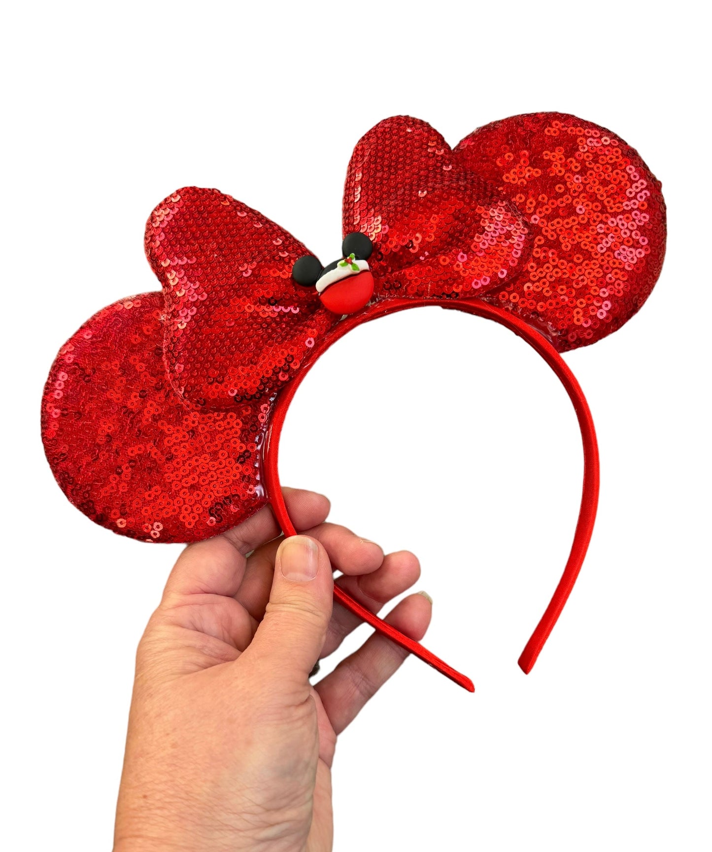 Santa Mouse Ear Headbands - Red Christmas Mouse Ears for Kids & Adults