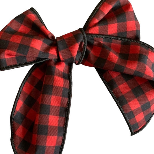 Red Buffalo Plaid Hair Bows - Christmas Holiday Hair Accessories